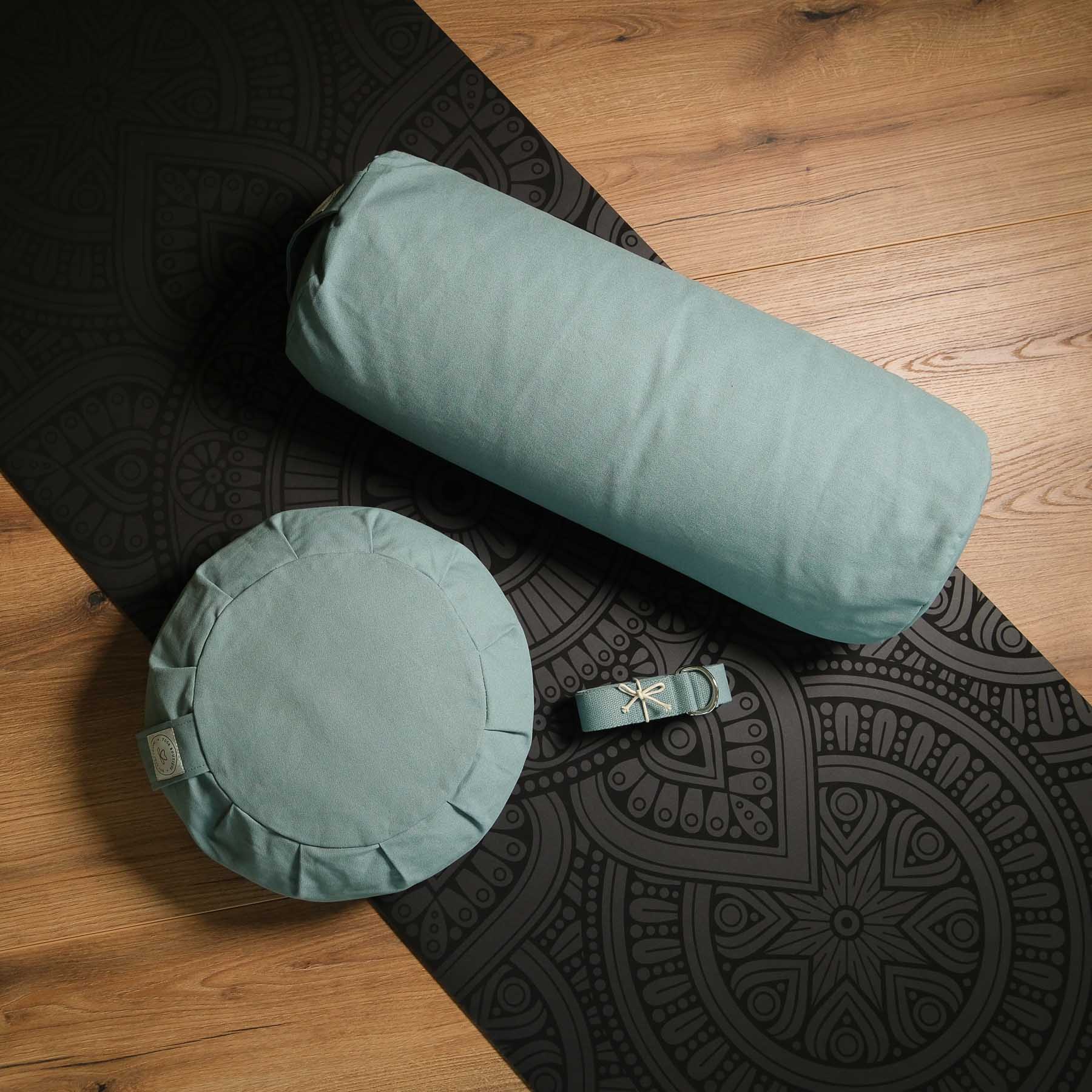 Yoga Bolster aus Baumwolle uni green-water