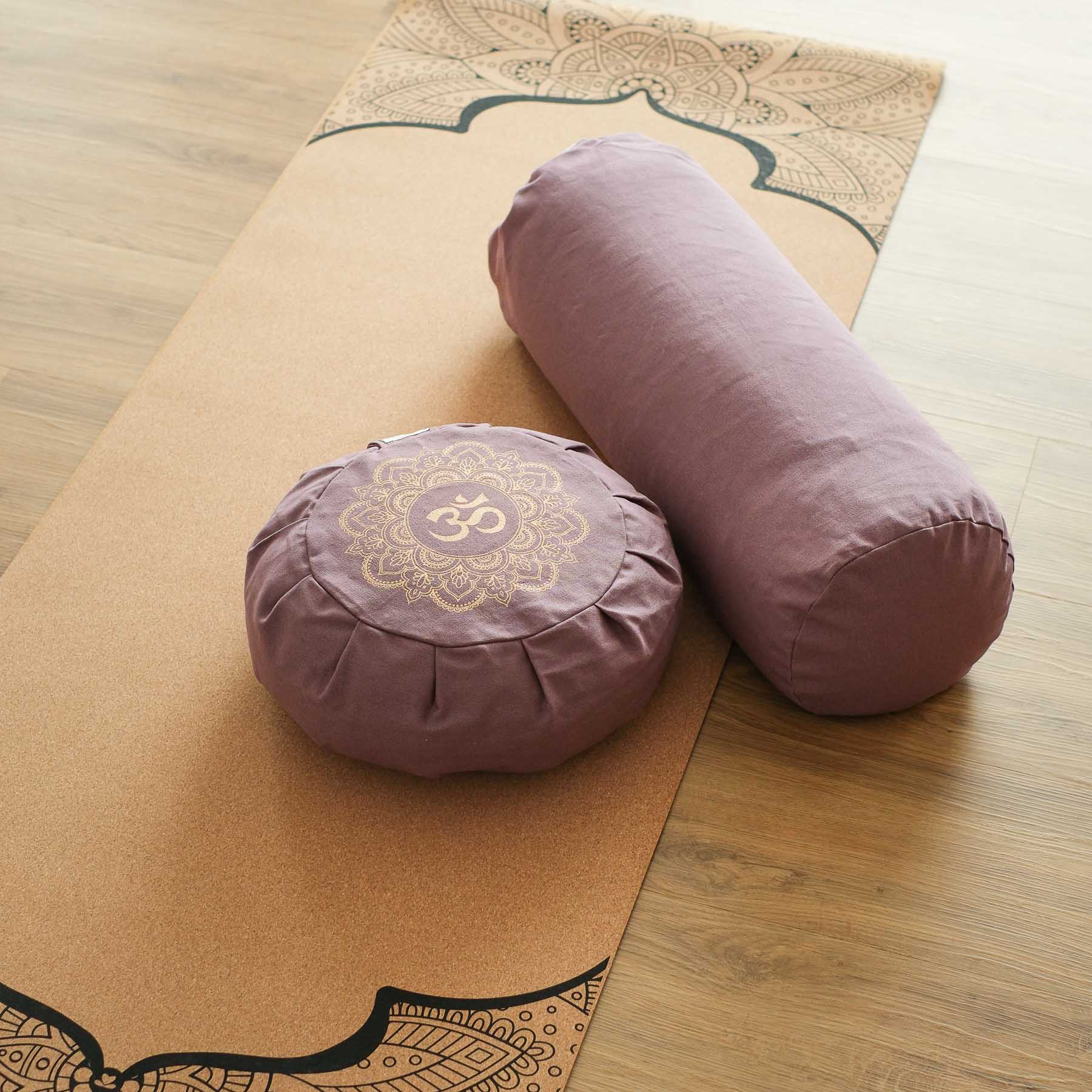 Yoga Bolster aus Baumwolle uni lavendel