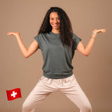 Yoga Shirt Comfy kurzarm nachhaltig in der Schweiz hergestellt smaragd