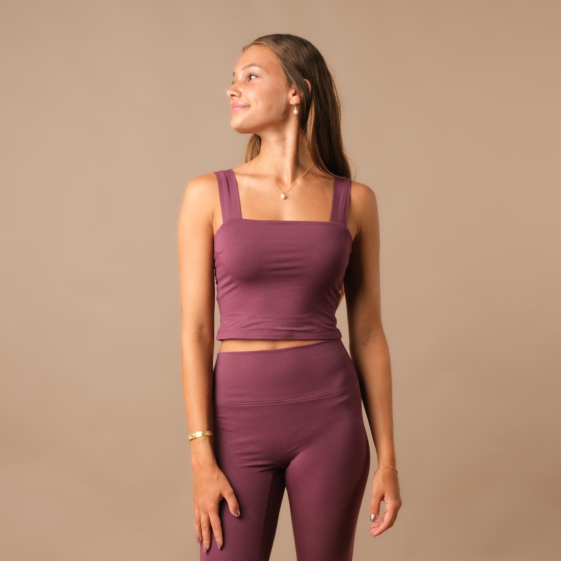 Yoga Crop Top Square Neck berry
