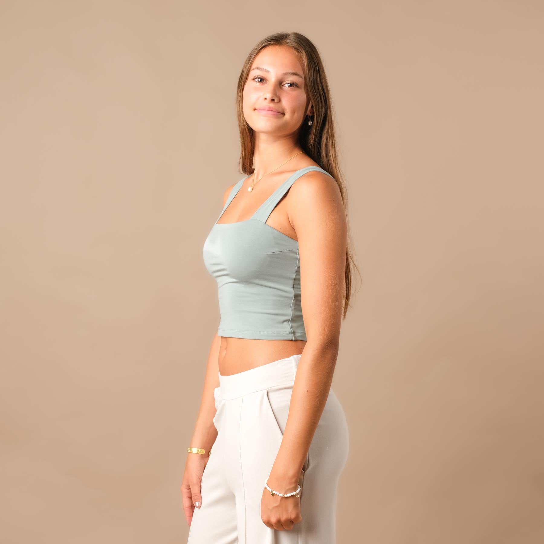 Yoga Crop Top Square Neck green-water
