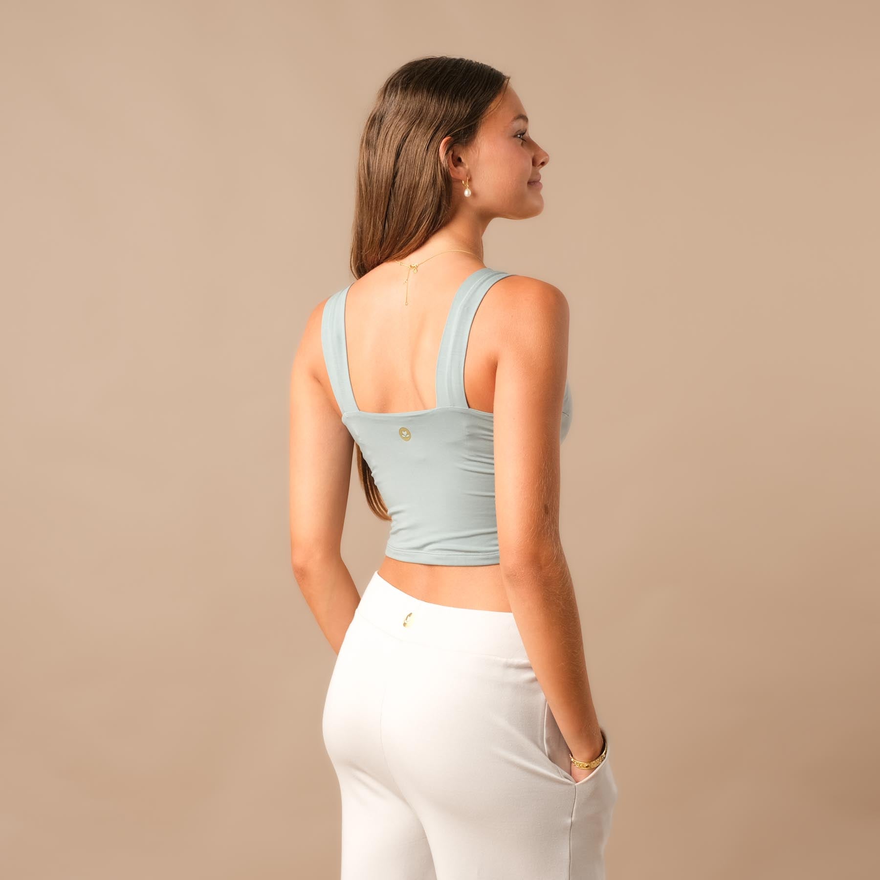 Yoga Crop Top Square Neck green-water
