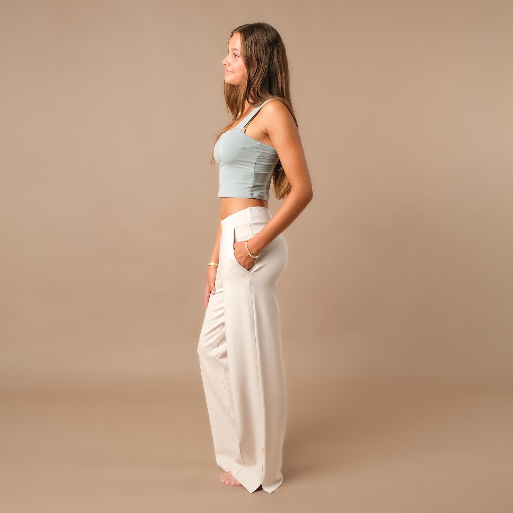 Yoga Crop Top Square Neck green-water