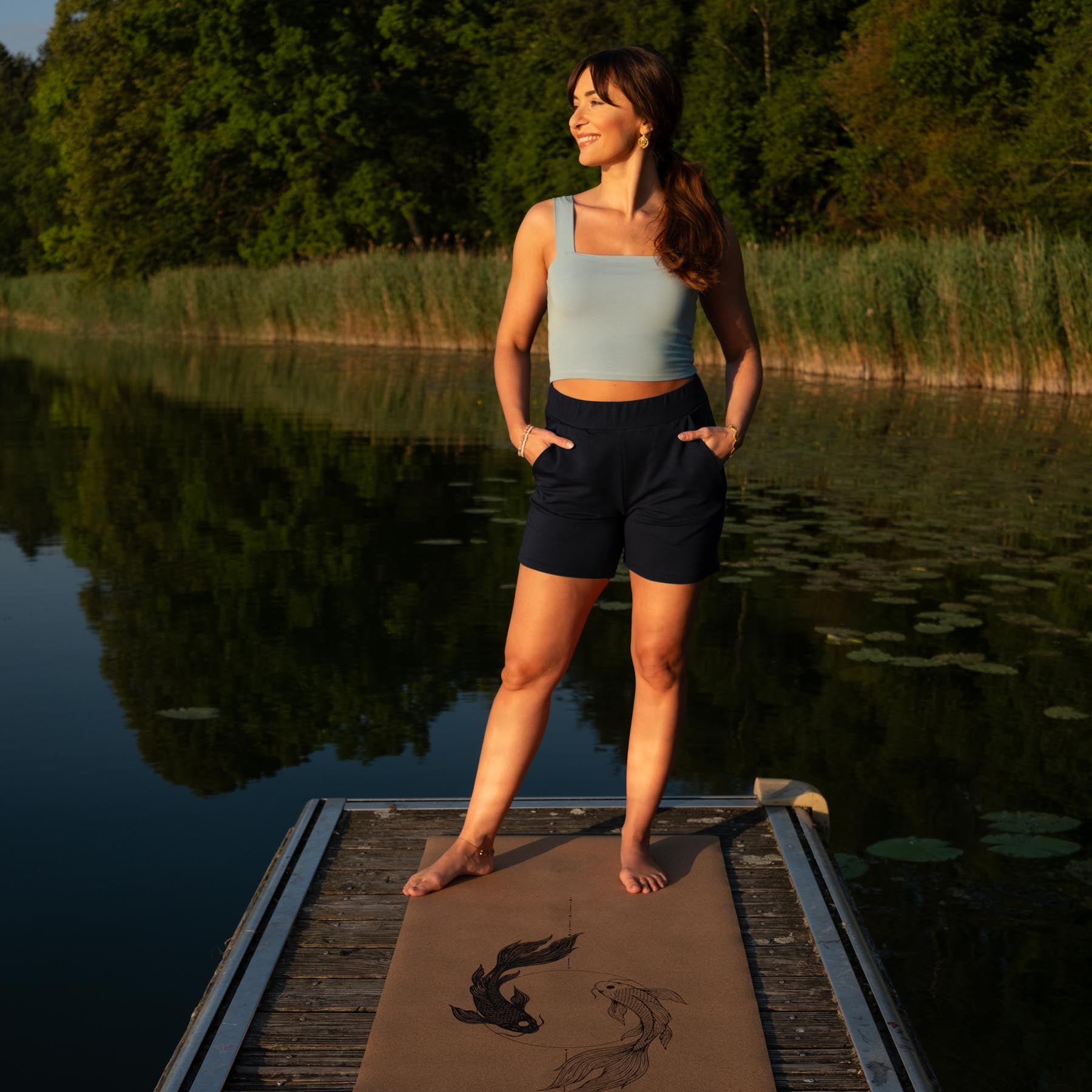 Yoga Crop Top Square Neck green-water