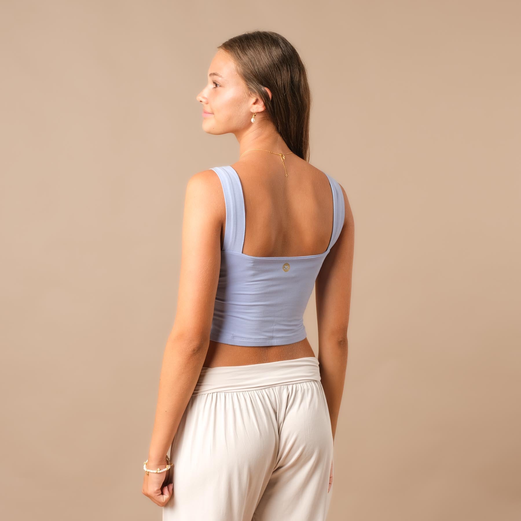 Yoga Crop Top Square Neck himmelblau