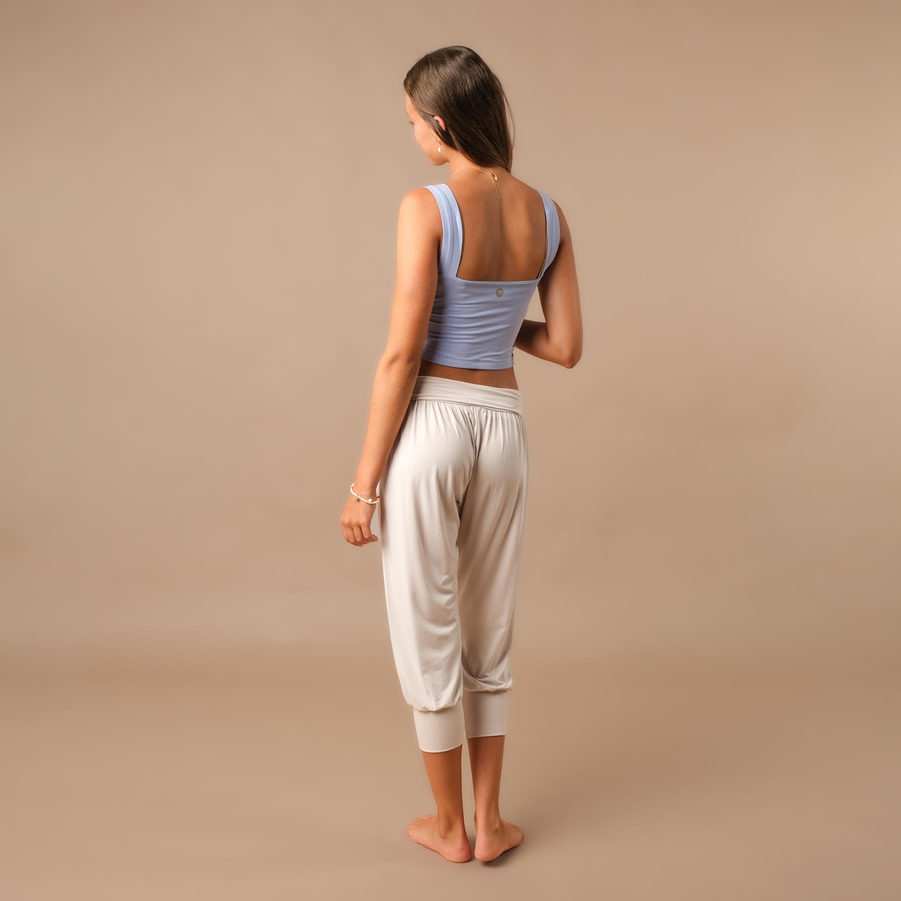 Yoga Crop Top Square Neck himmelblau