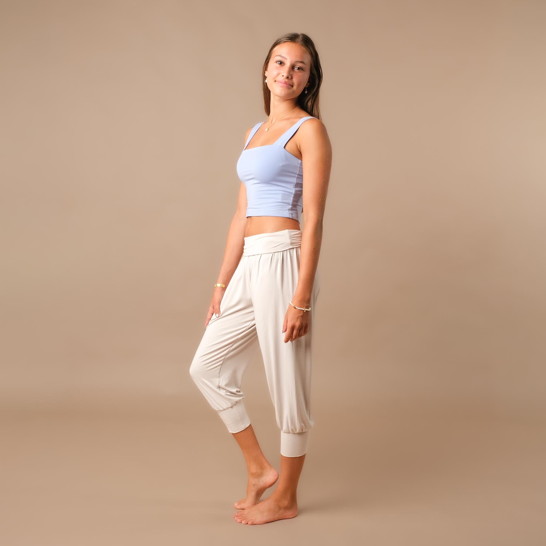 Yoga Crop Top Square Neck himmelblau