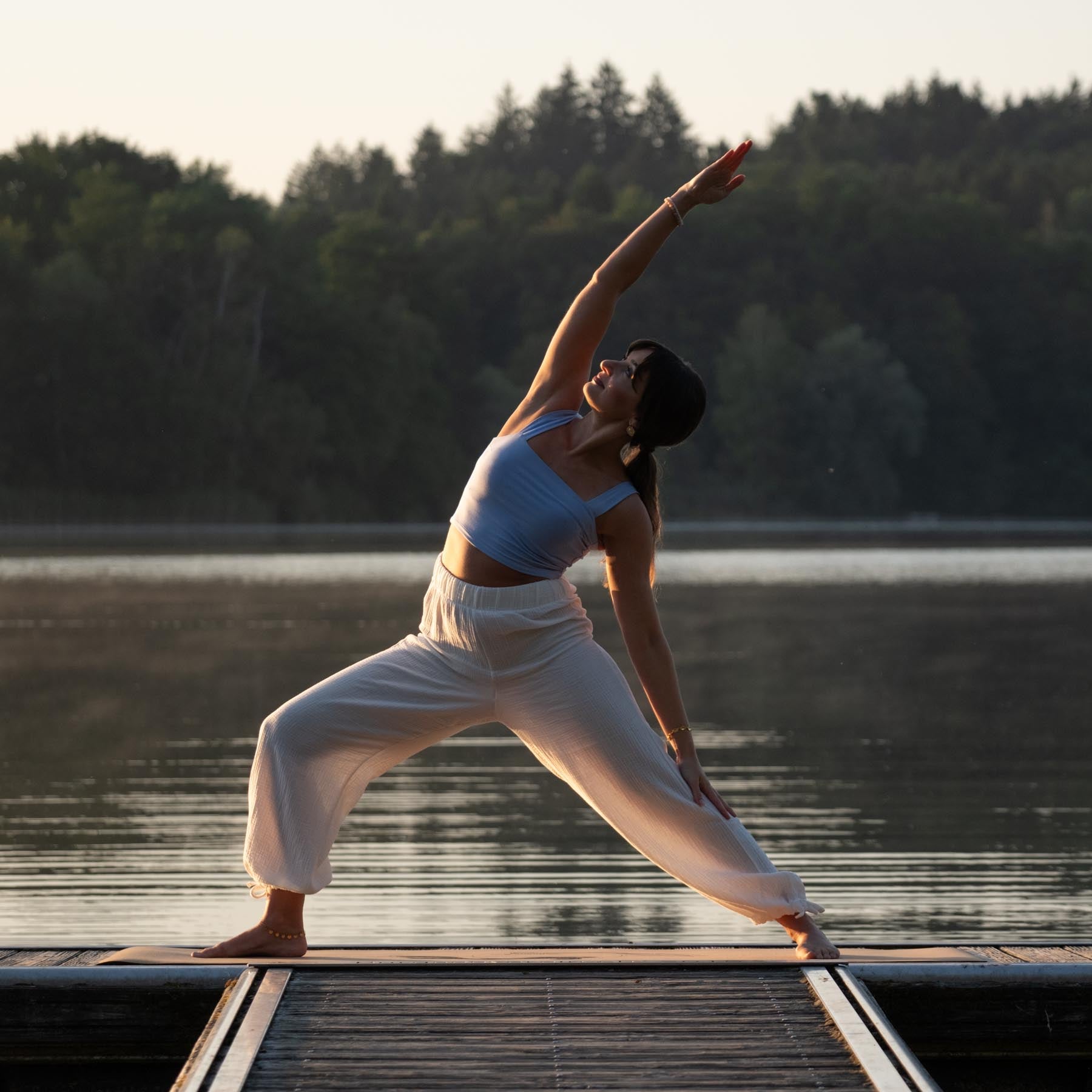 Yoga Crop Top Square Neck himmelblau