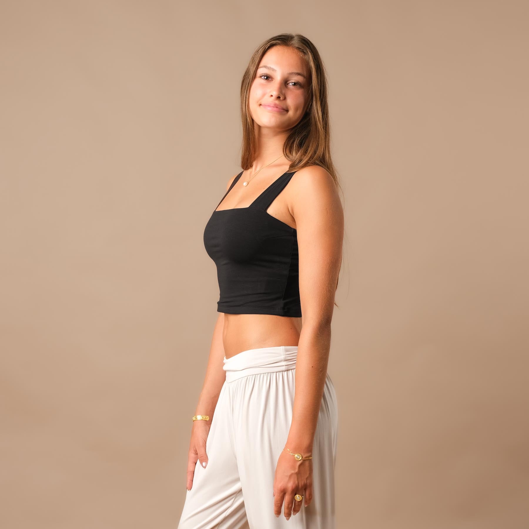 Yoga Crop Top Square Neck schwarz