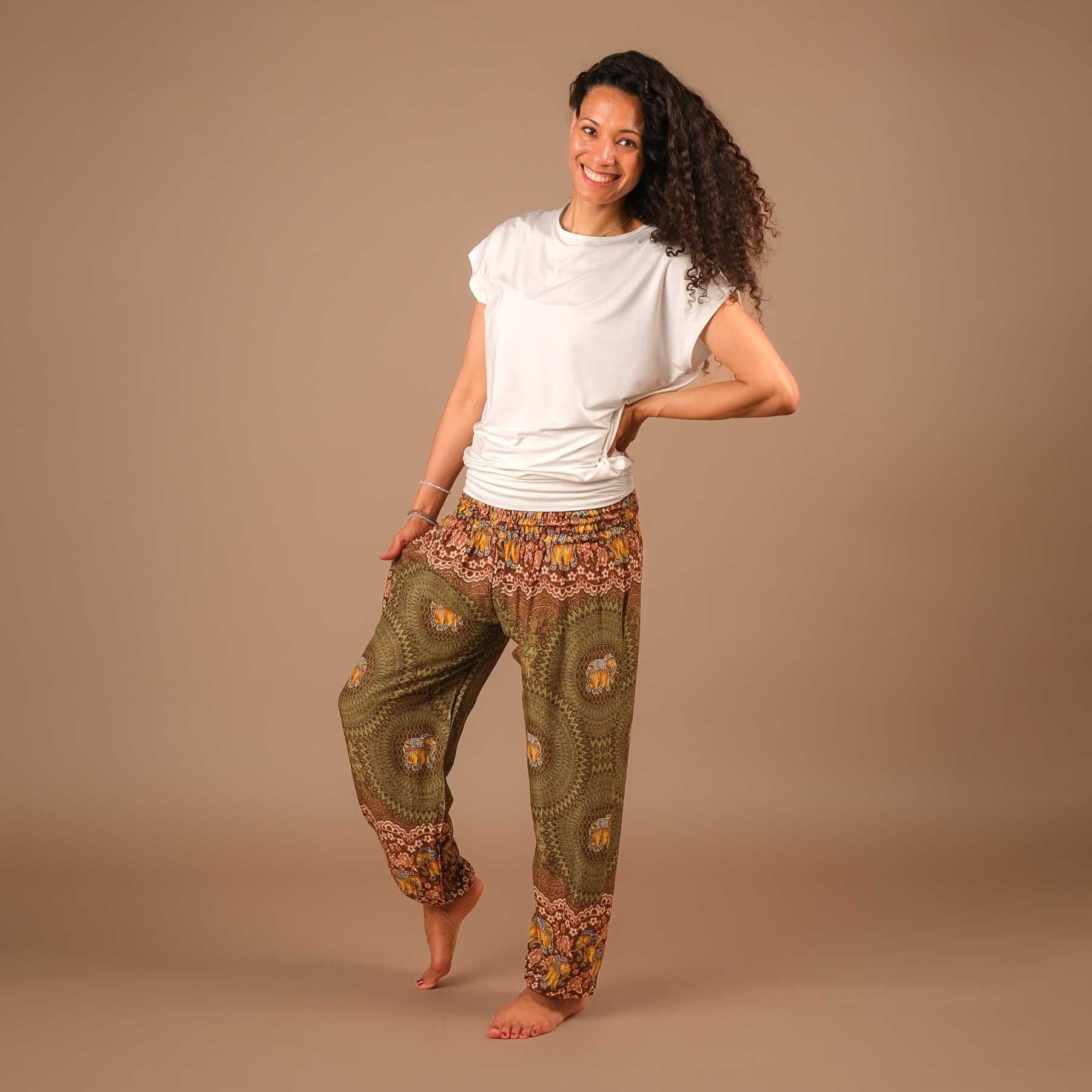 Yoga Haremshose Elefant Boho Pants olive