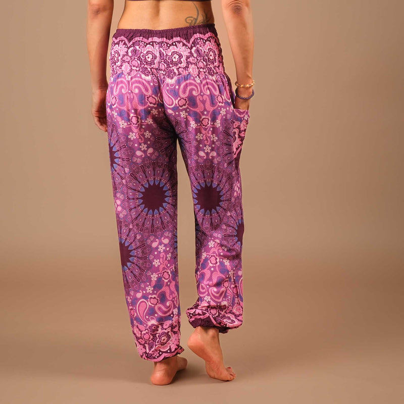 Yoga Haremshose Boho Pants Mandala plum