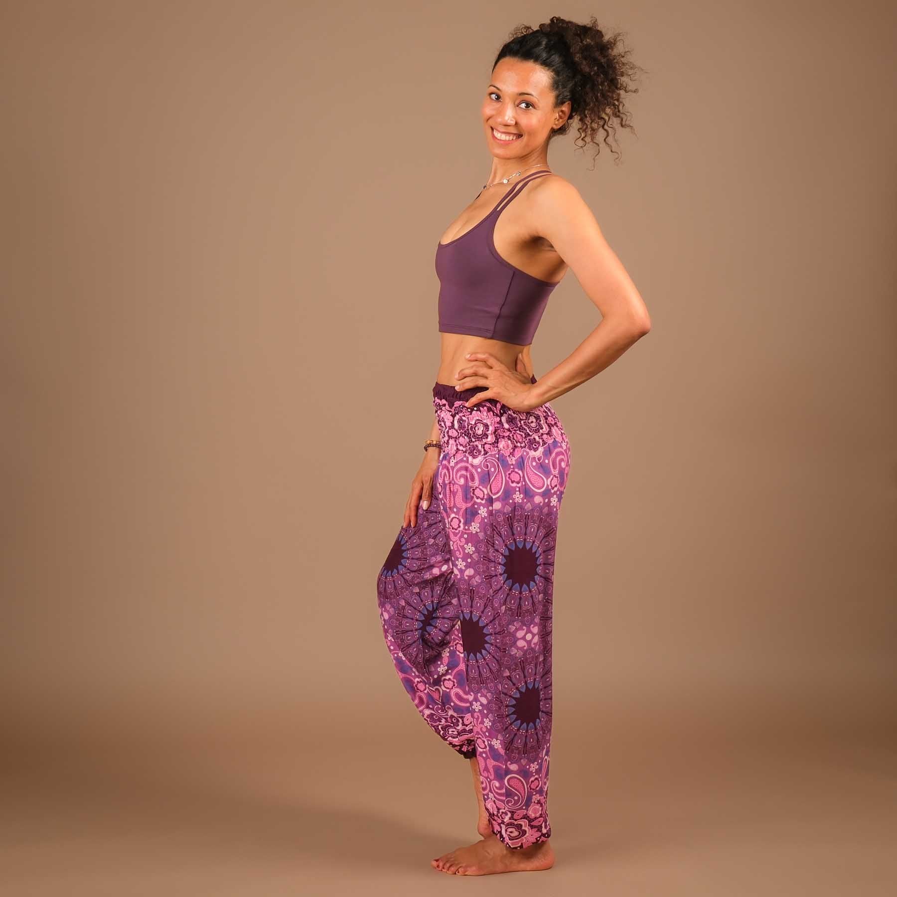 Yoga Haremshose Boho Pants Mandala plum