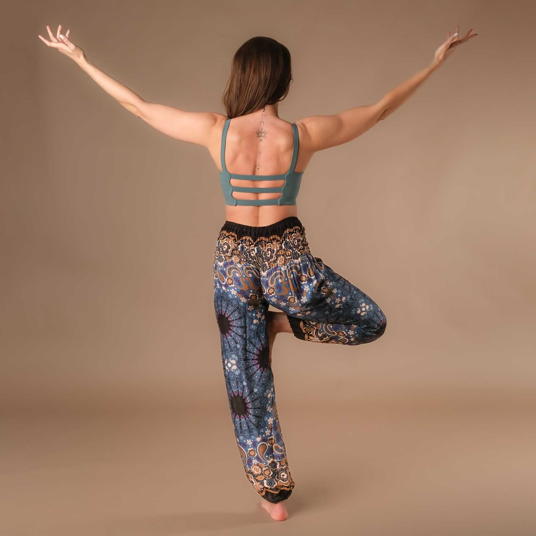 Yoga Haremshose Boho Pants Mandala graublau