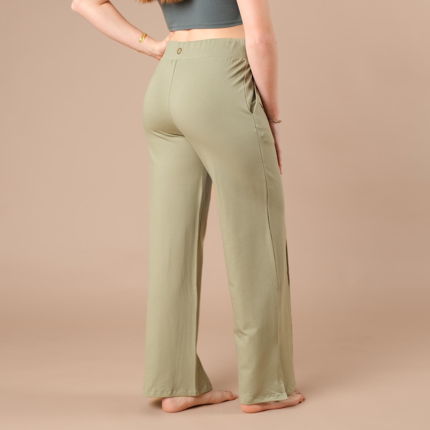 Pantalon de jogging de yoga pour femme, coupe ample avec passepoil, vert jade