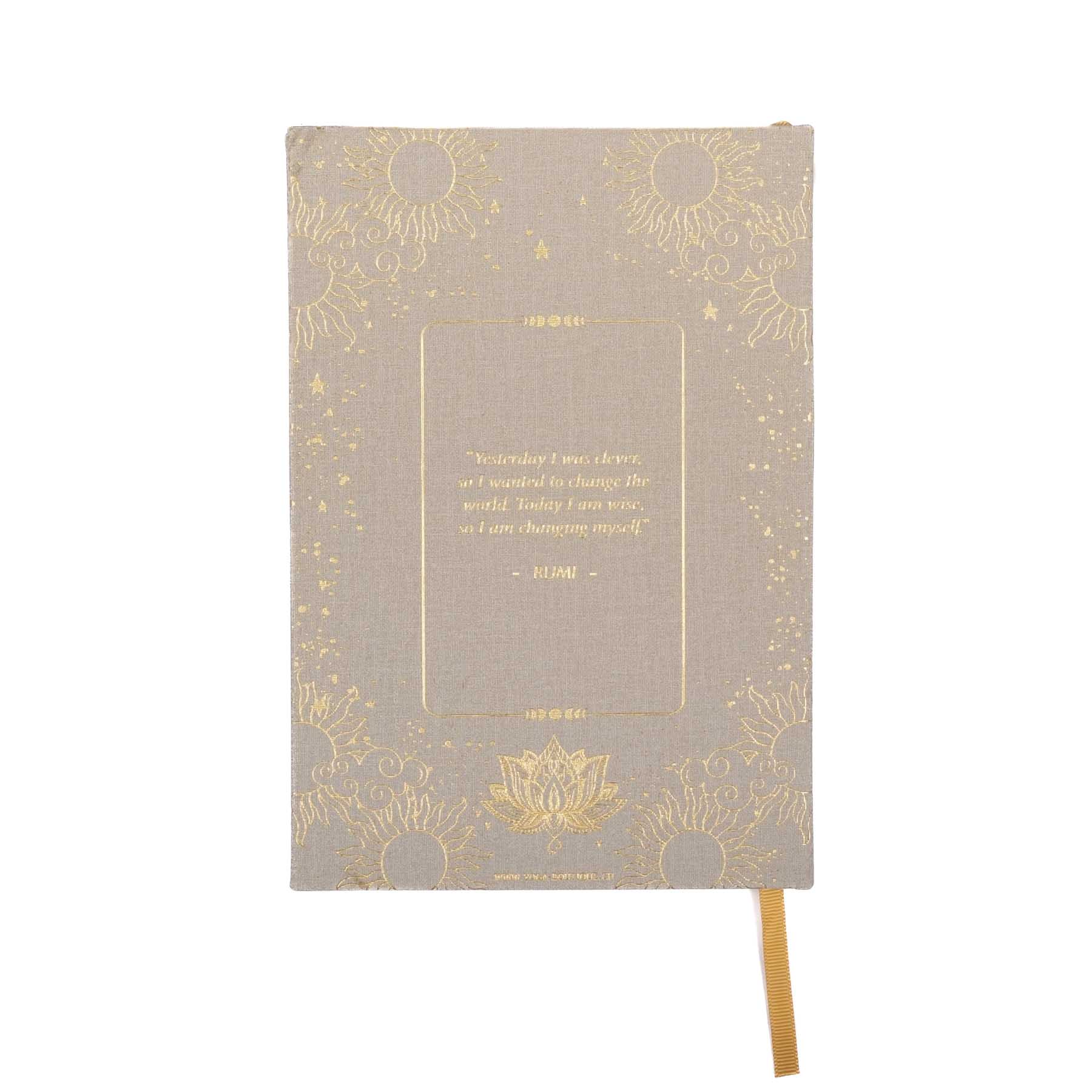 Yoga Journal Notizbuch mit Edelstein sand