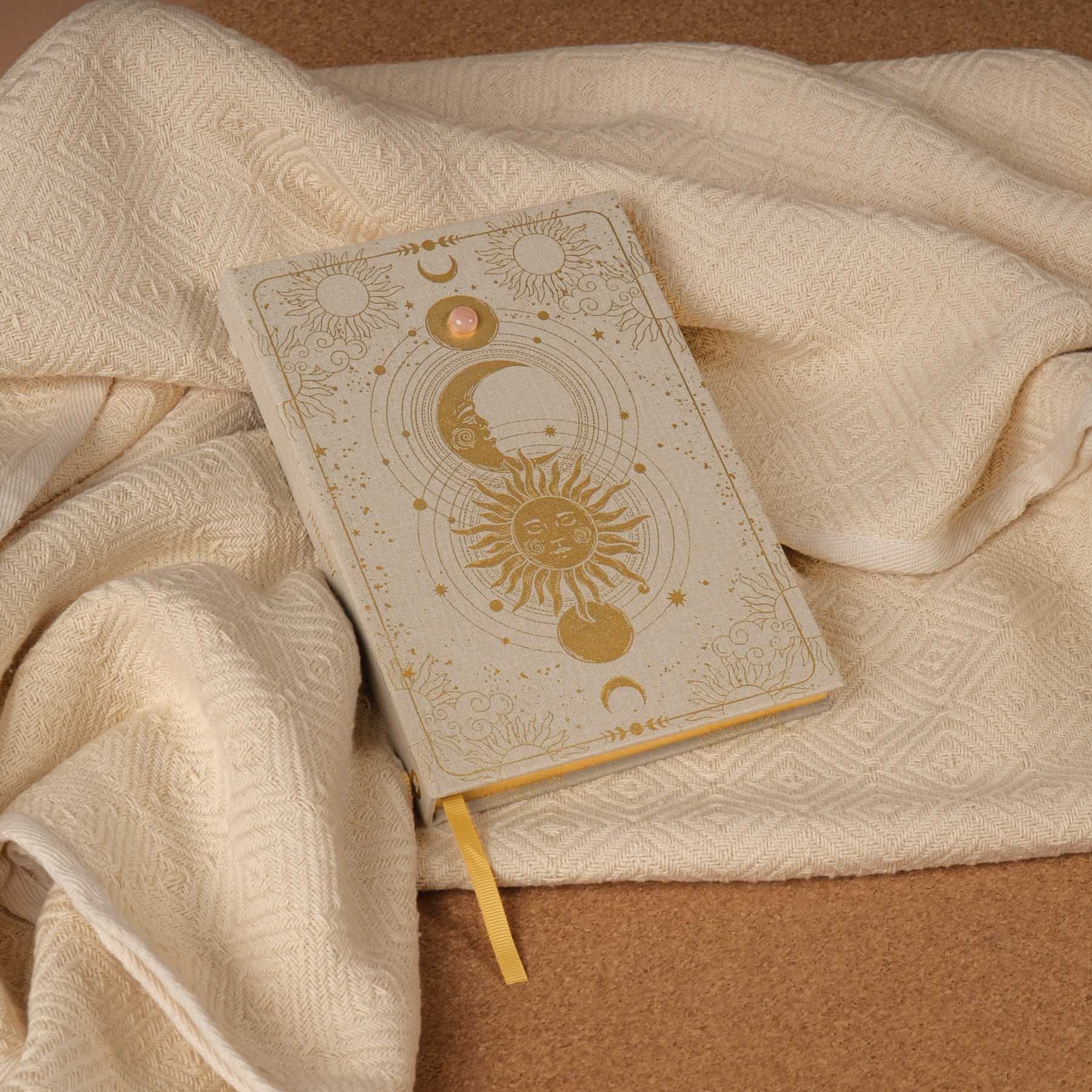 Yoga Journal Notizbuch mit Edelstein sand