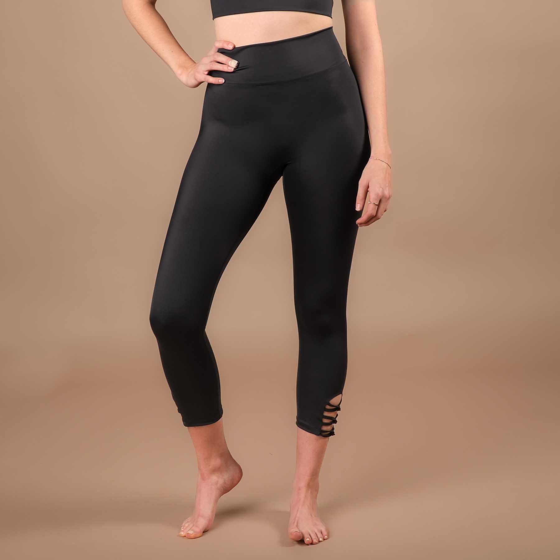 Yoga Leggings 7/8 Eco Mare in der Schweiz hergestellt aus recyceltem Econyl Stoff schwarz