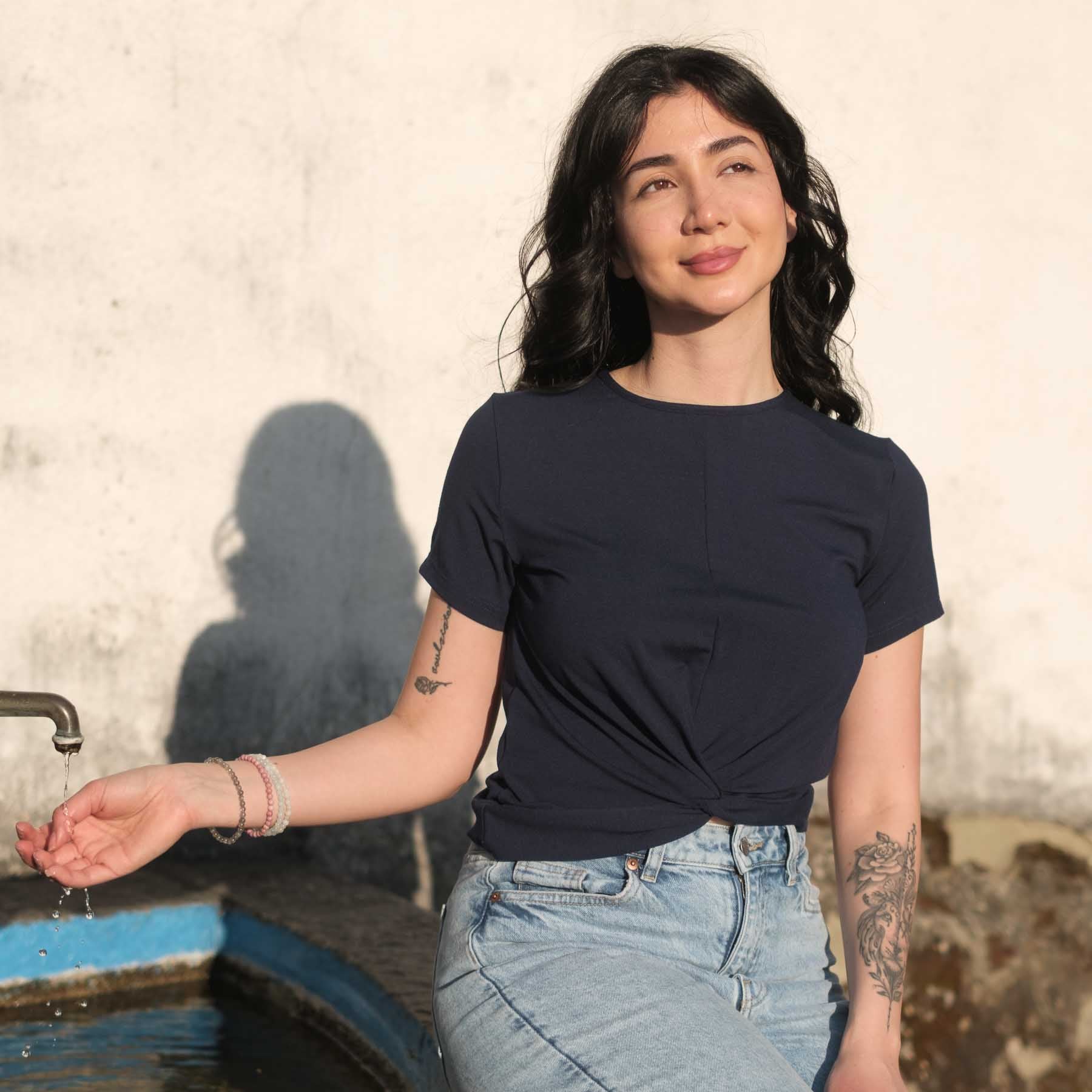 Yoga Schlingtop Classy kurzarm marine