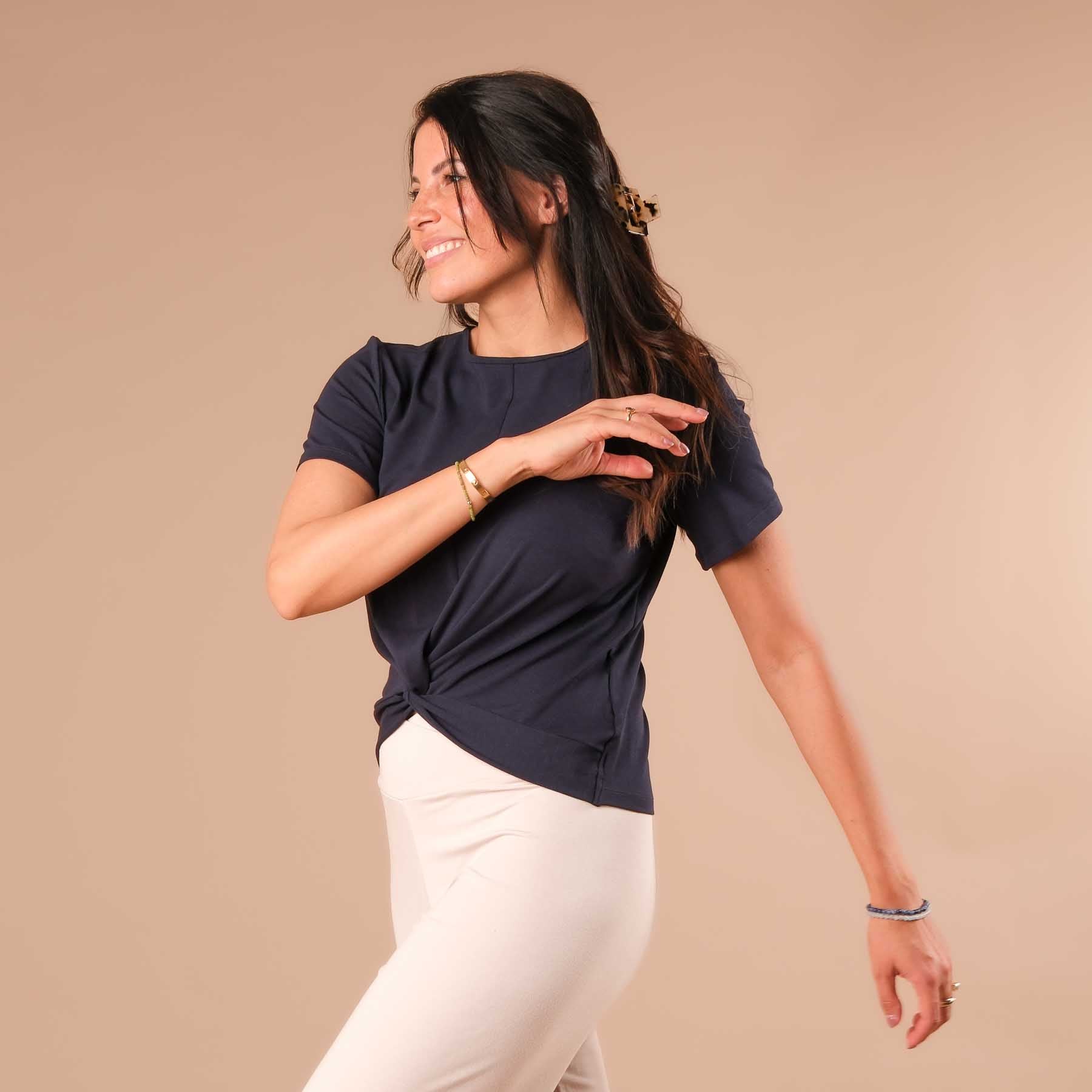 Yoga Schlingtop Classy kurzarm marine