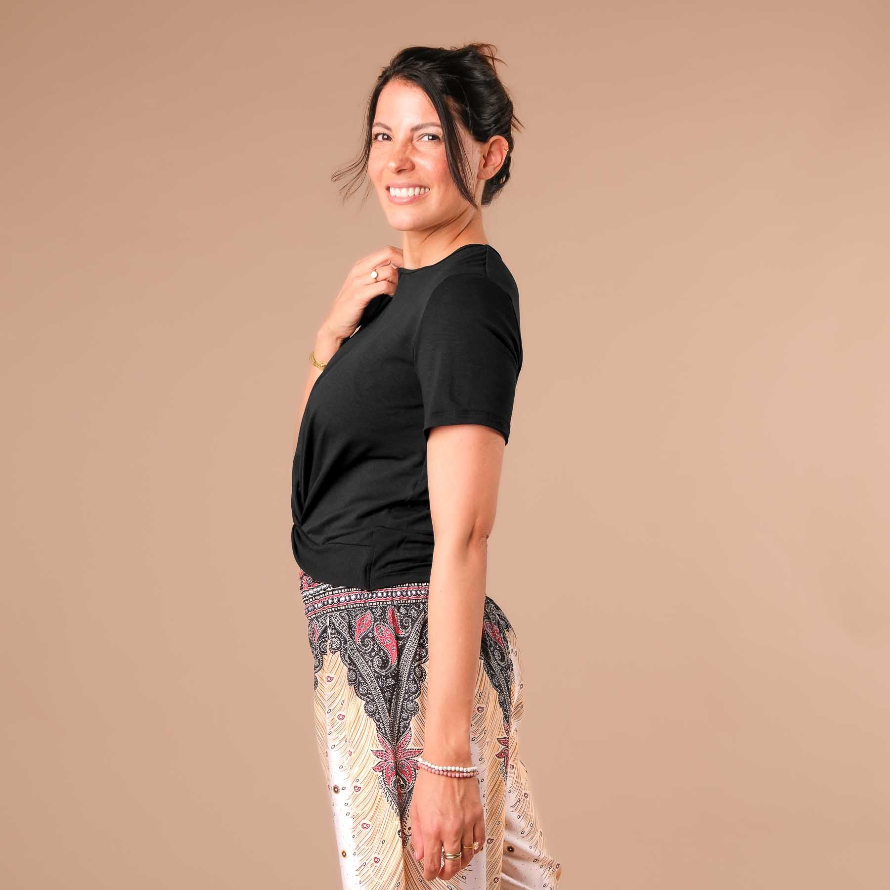 Yoga Schlingtop Classy kurzarm schwarz