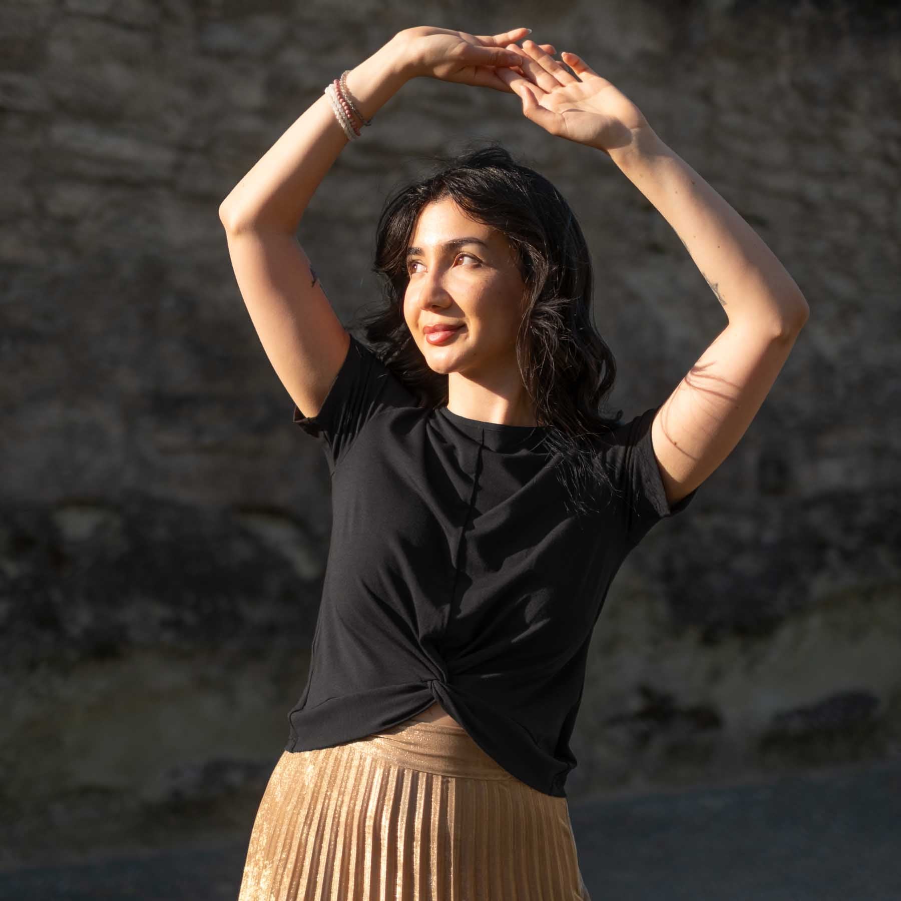 Yoga Schlingtop Classy kurzarm schwarz