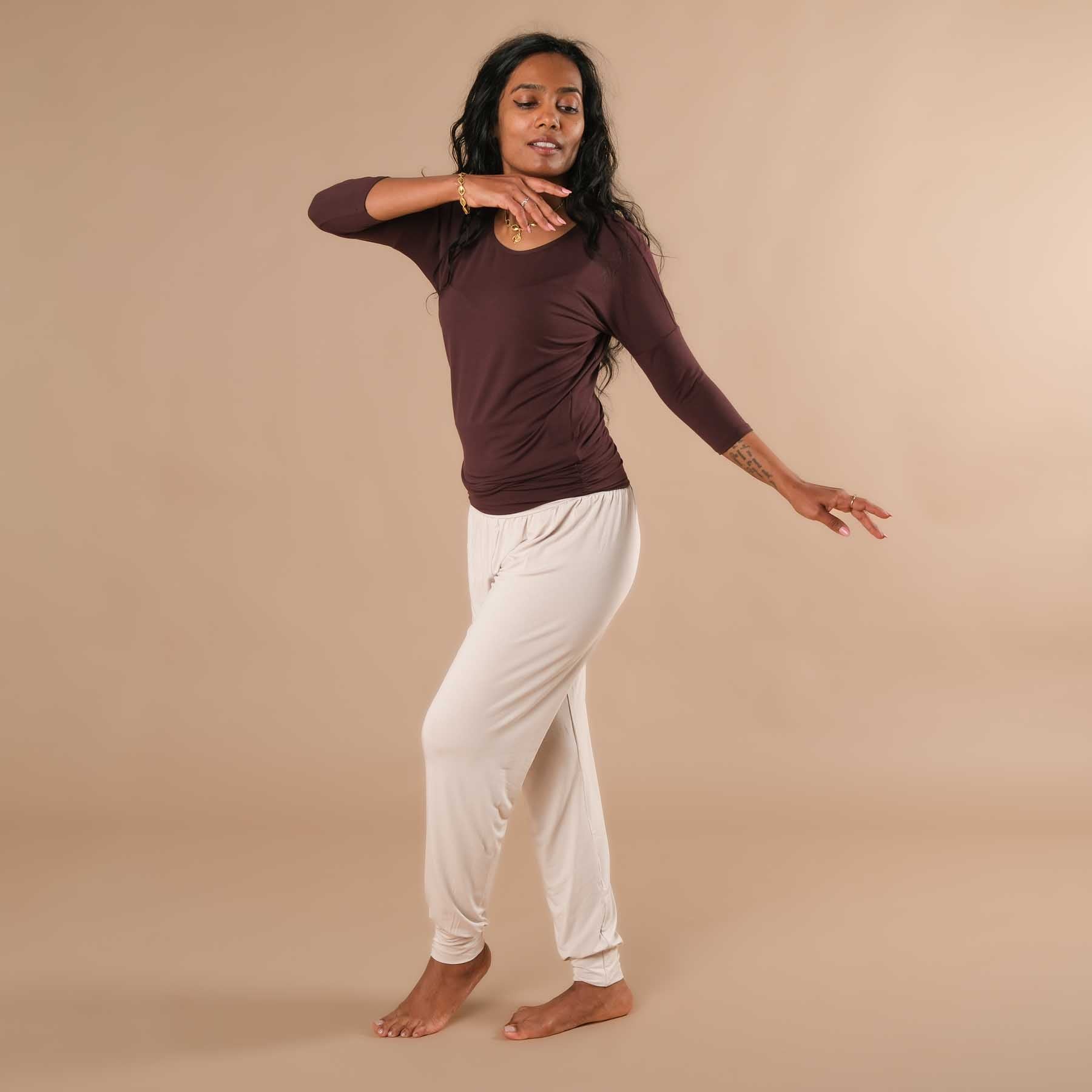 Yoga Shirt Comfy 3/4 Arm, in der Schweiz hergestellt, weichster Stoff, aubergine