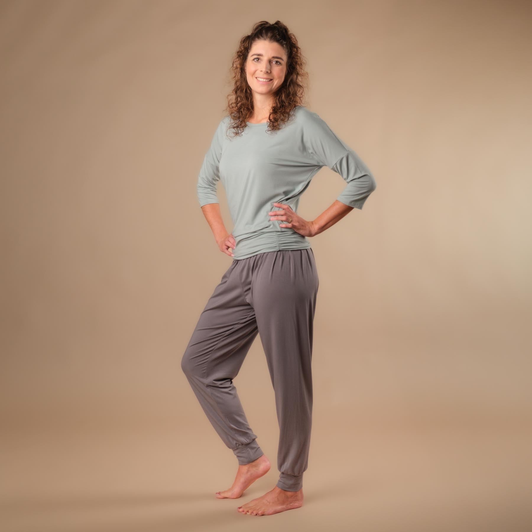 Yoga Shirt Comfy 3/4 Arm, in der Schweiz hergestellt, weichster Stoff, green-water