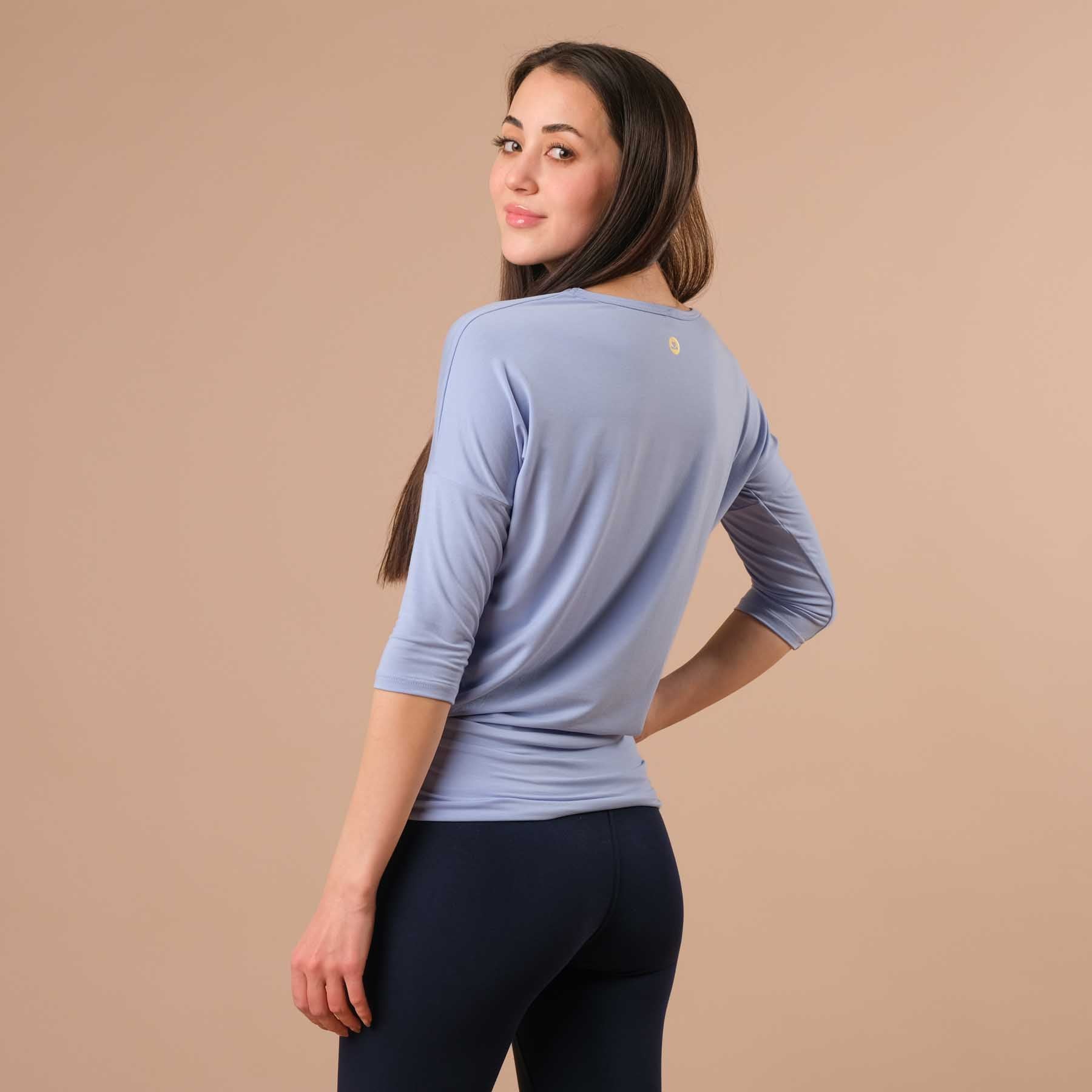 Yoga Shirt Comfy 3/4 Arm, in der Schweiz hergestellt, weichster Stoff, himmelblau