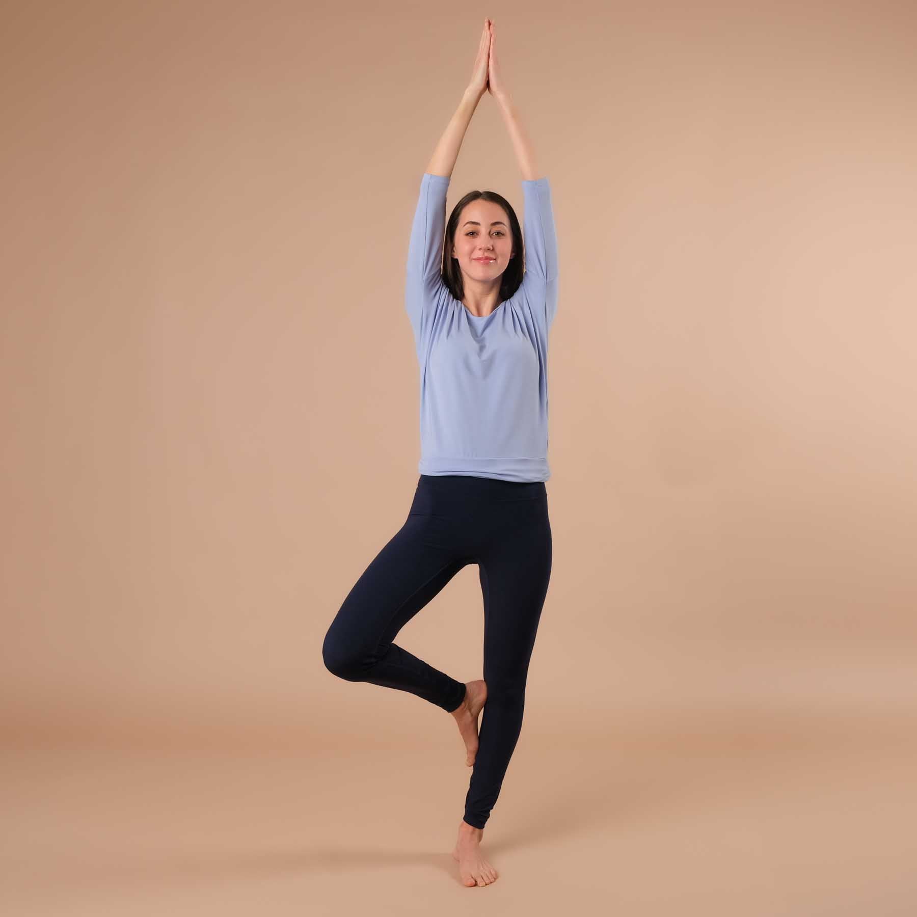 Yoga Shirt Comfy 3/4 Arm, in der Schweiz hergestellt, weichster Stoff, himmelblau