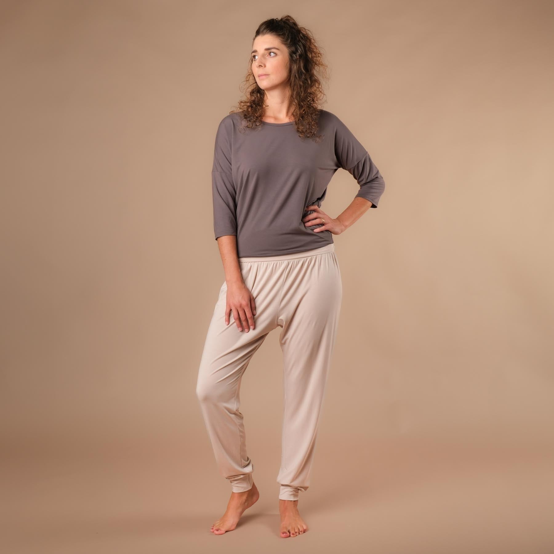 Yoga Shirt Comfy 3/4 Arm, in der Schweiz hergestellt, weichster Stoff, steel-grey