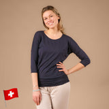 Yoga Shirt Comfy 3/4 Arm, in der Schweiz hergestellt, weichster Stoff, navy blau