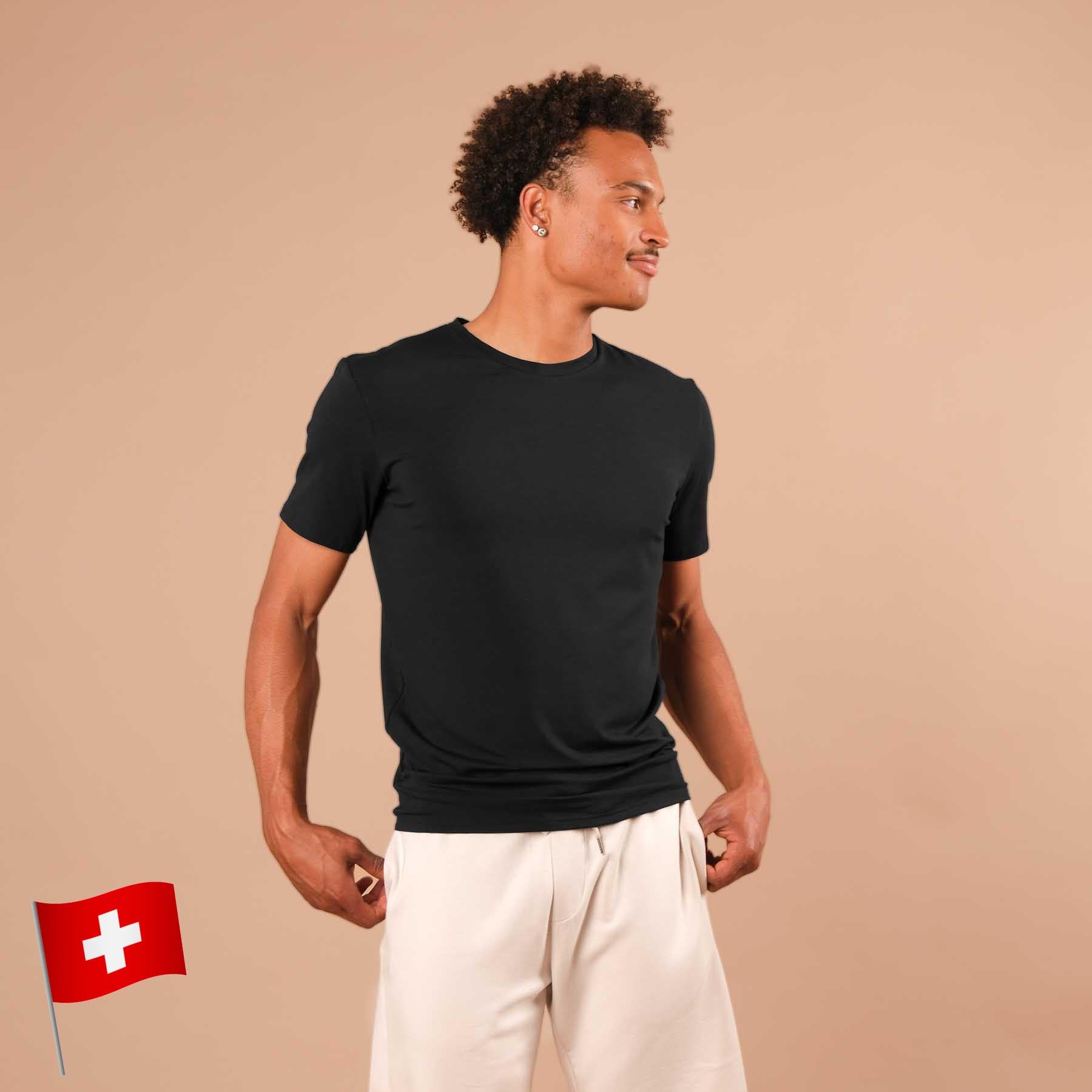 Herren Yoga Shirt Classy kurzarm schwarz