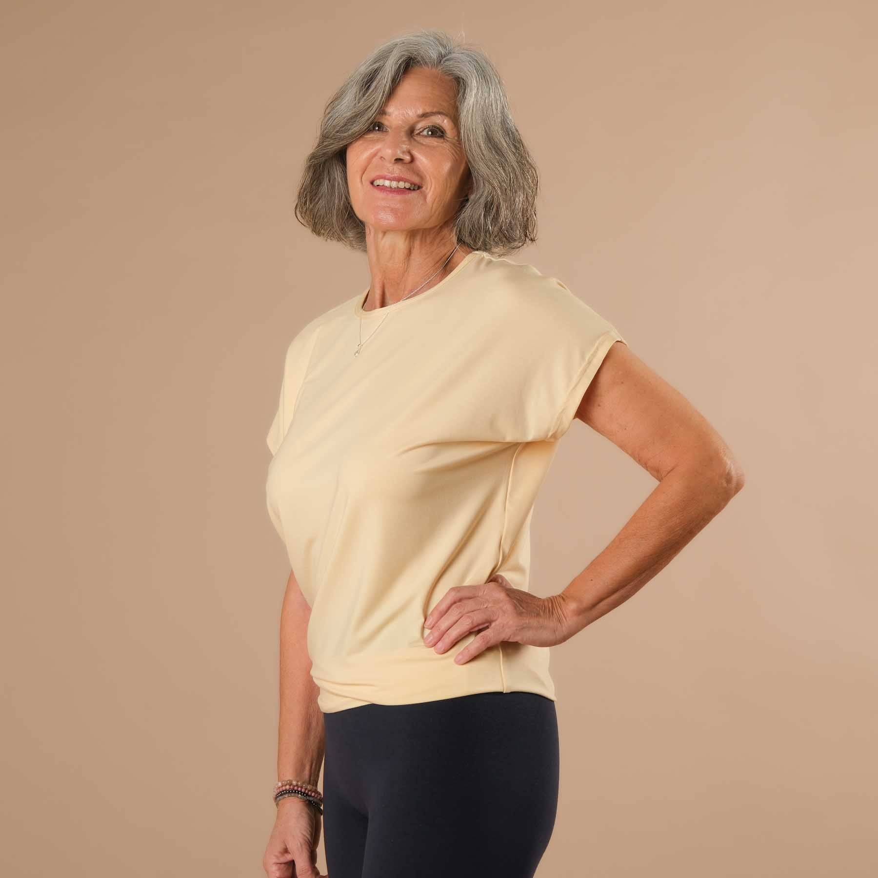 Yoga Shirt Comfy kurzarm nachhaltig in der Schweiz hergestellt butteryellow