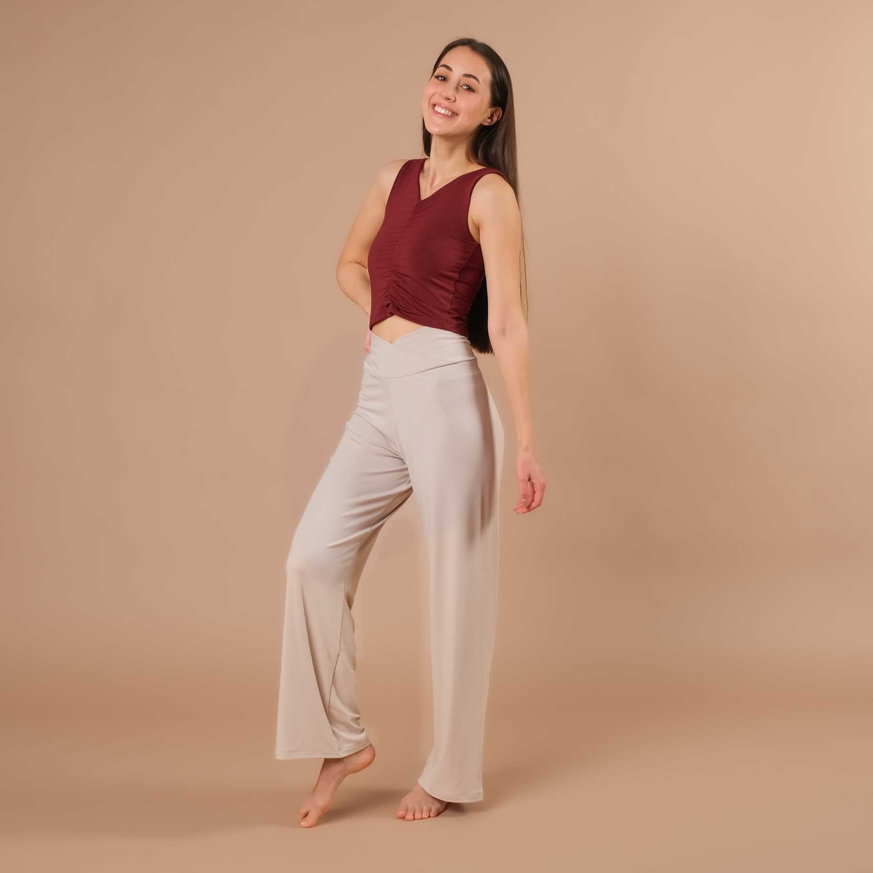 Sommer Crop Top gerafft Comfy bordeaux