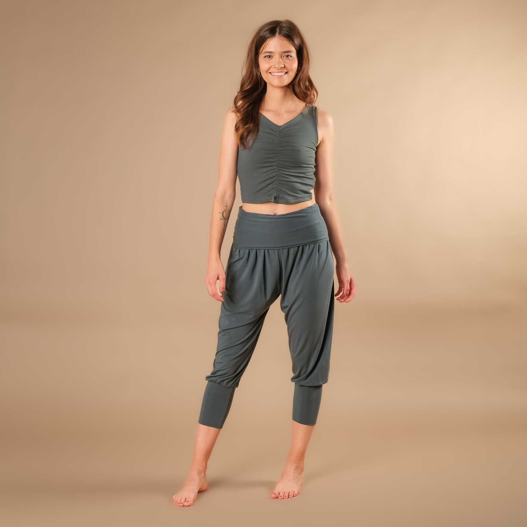 Sommer Crop Top gerafft Comfy smaragd