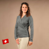 Yoga Wickelshirt langarm smaragd