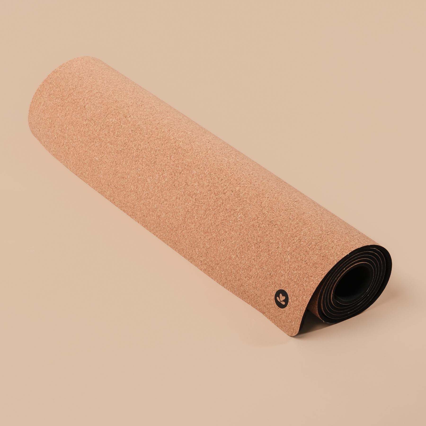 Tapis de yoga en liège et caoutchouc naturel, avec une libellule et des lignes de repère
