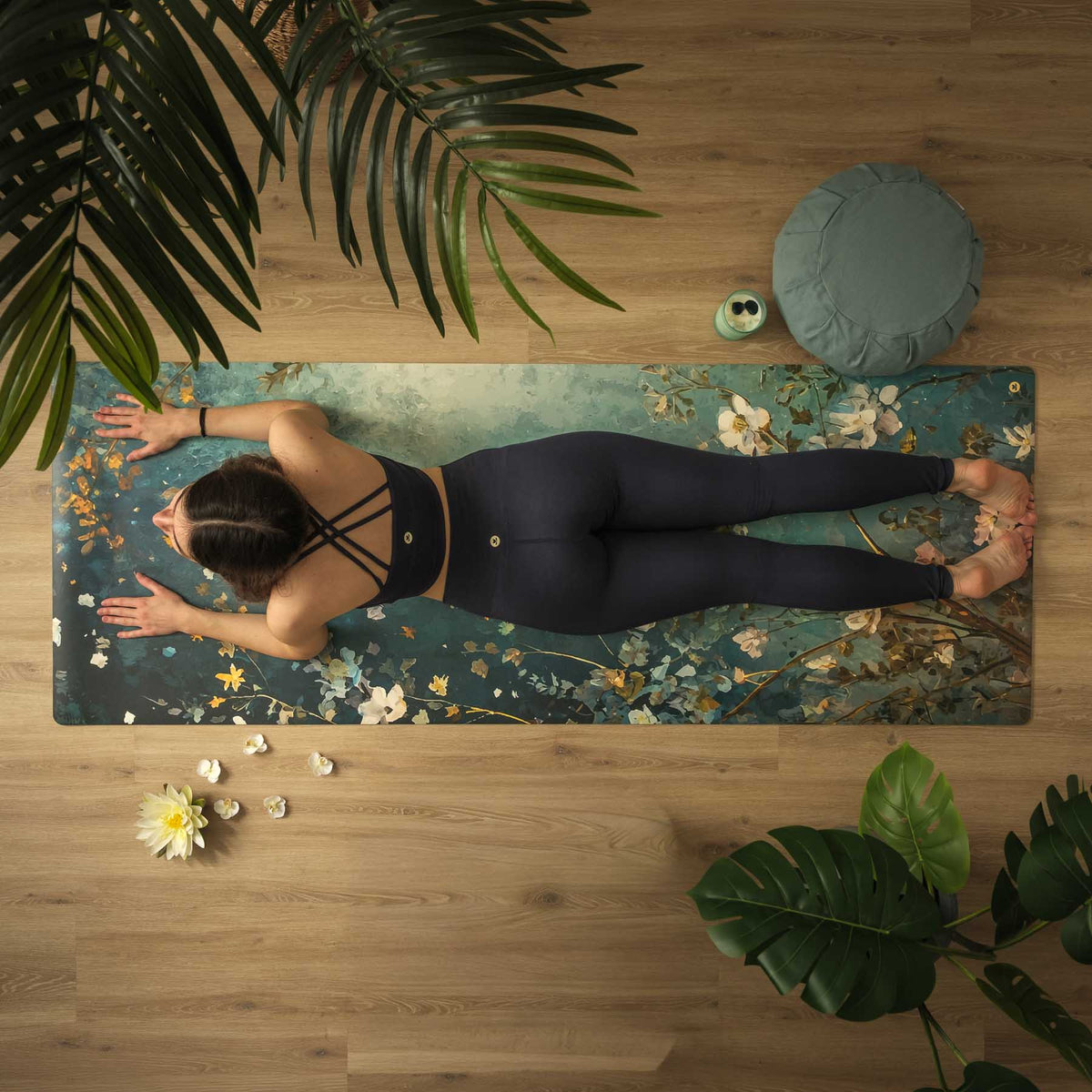 Rutschfeste Yogamatte SuperGrip Design Sky Blossom
