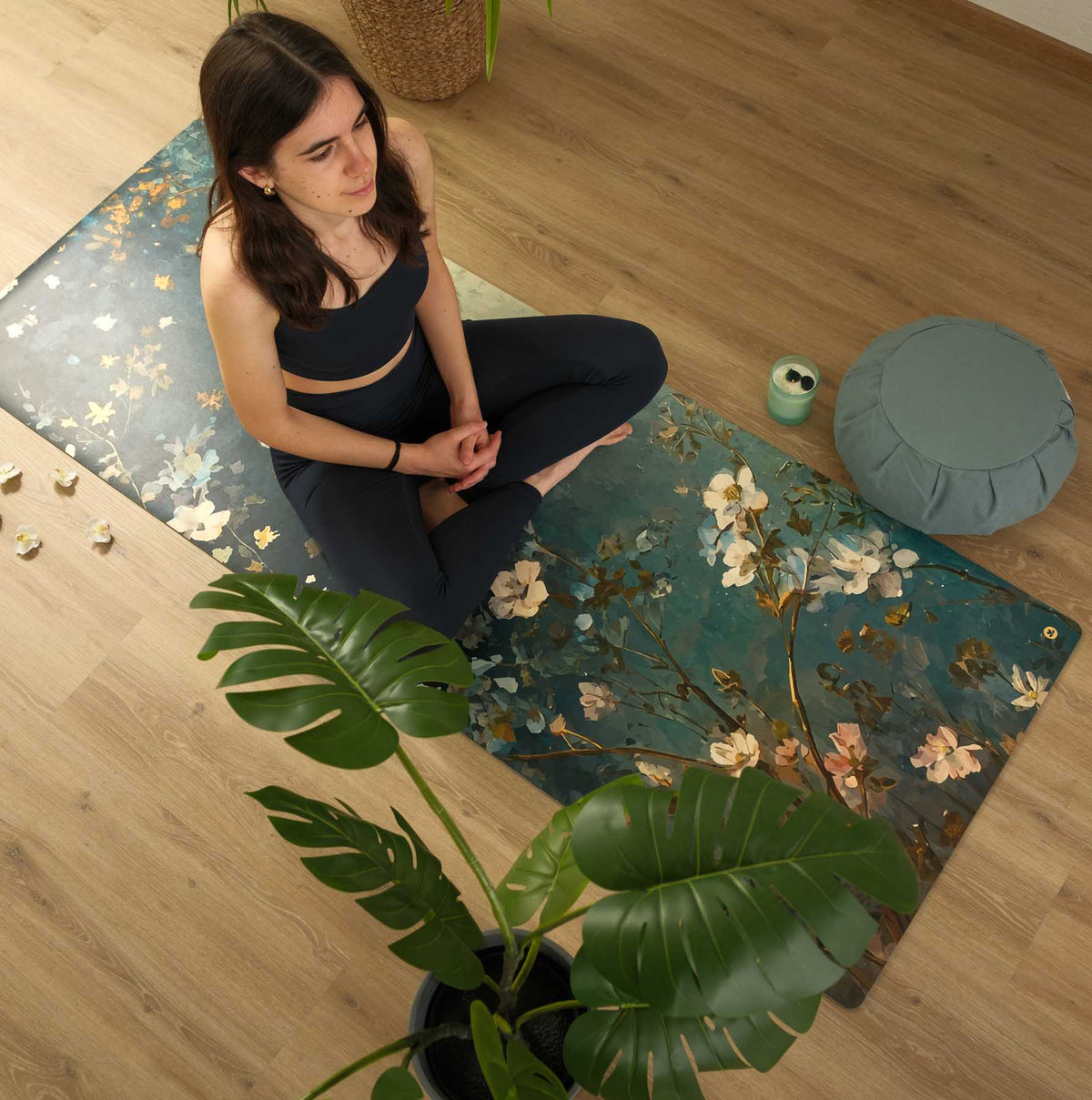 Rutschfeste Yogamatte SuperGrip Design Sky Blossom