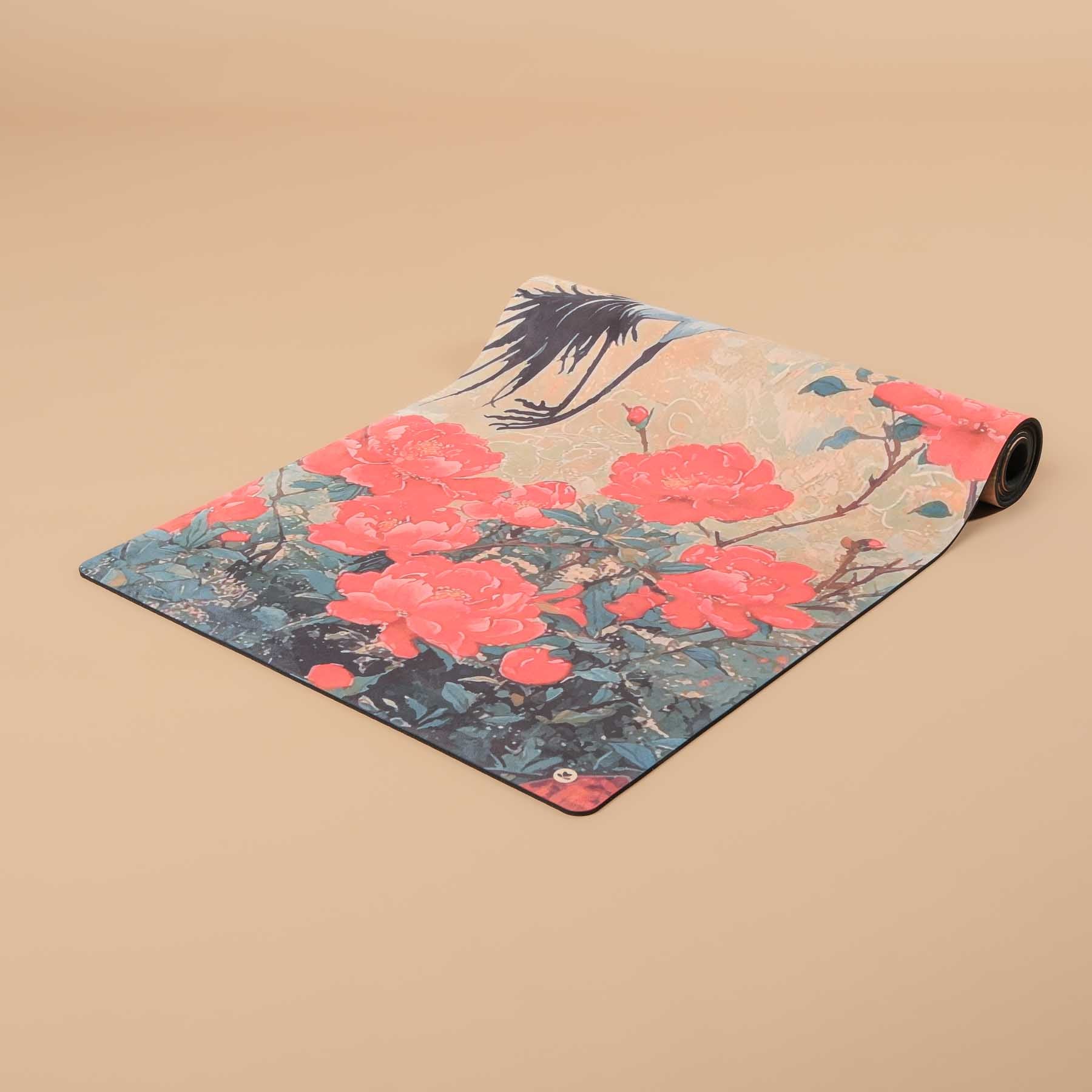 Tappetino da yoga Hybrid Velours Japan con motivo a gru