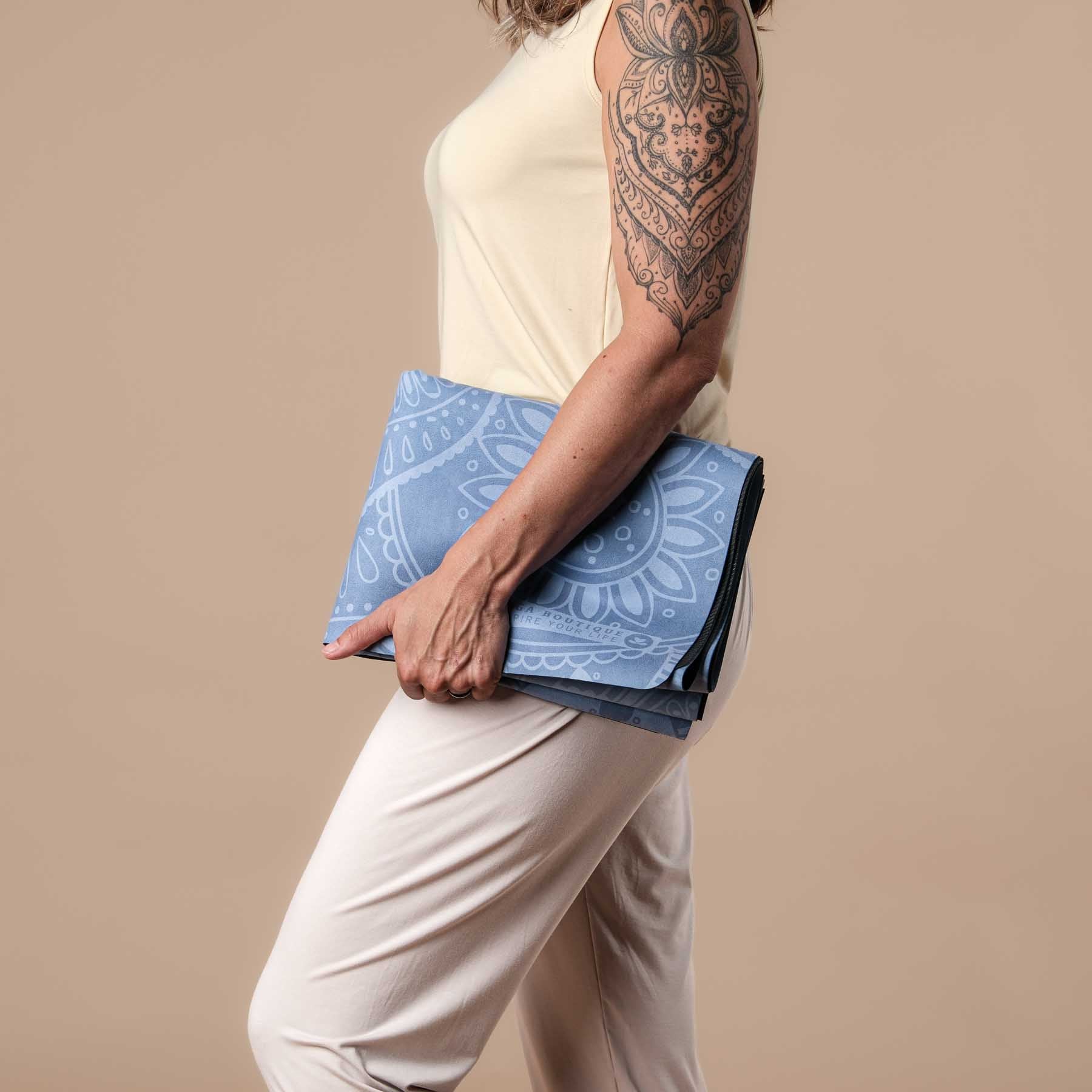 Tapis de voyage - Tapis de yoga Mandala bleu