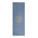 Yogamatte Velours Blume des Lebens gold Print graublau