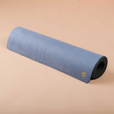 Yogamatte Velours Blume des Lebens gold Print graublau