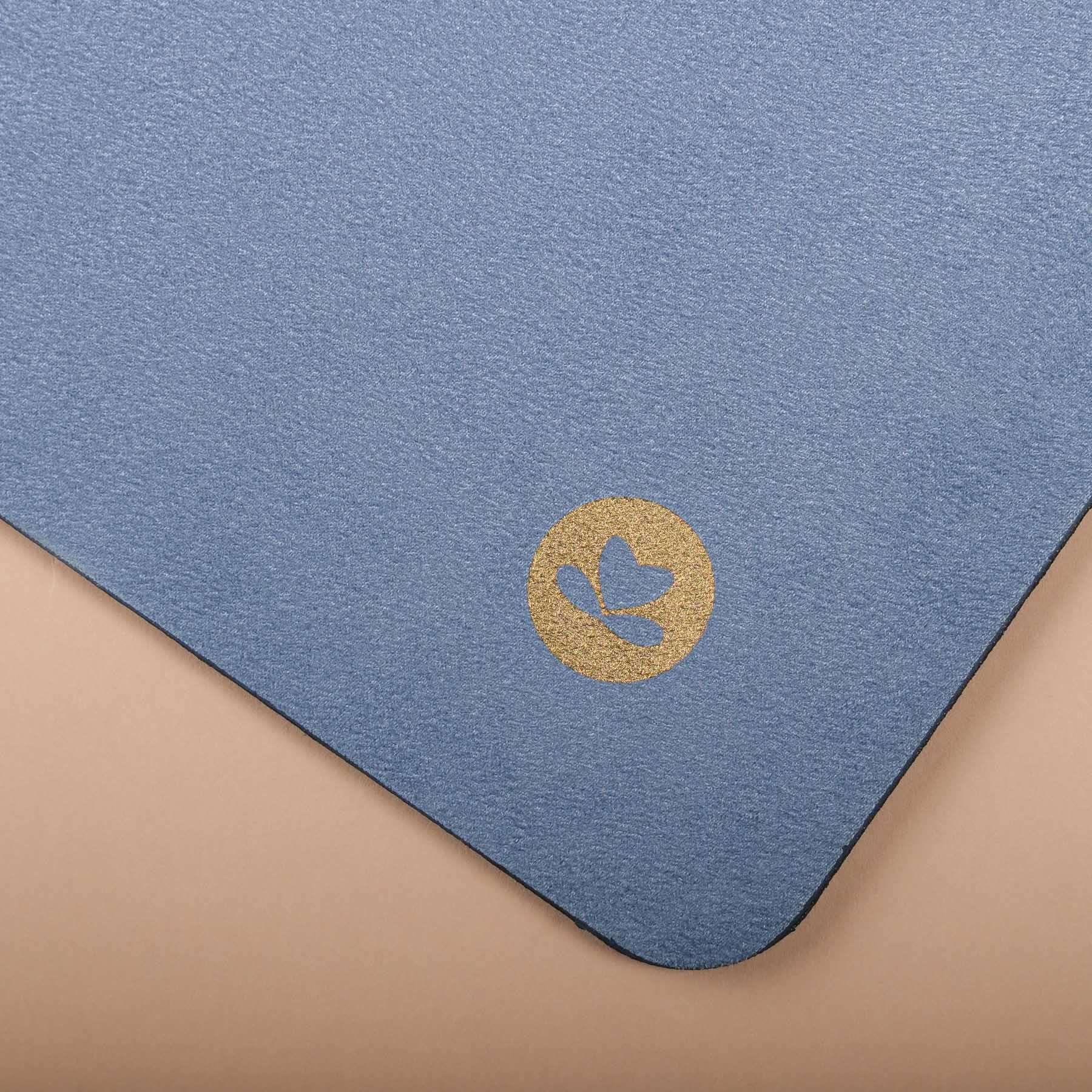  Yogamatte Velours Blume des Lebens gold Print graublau