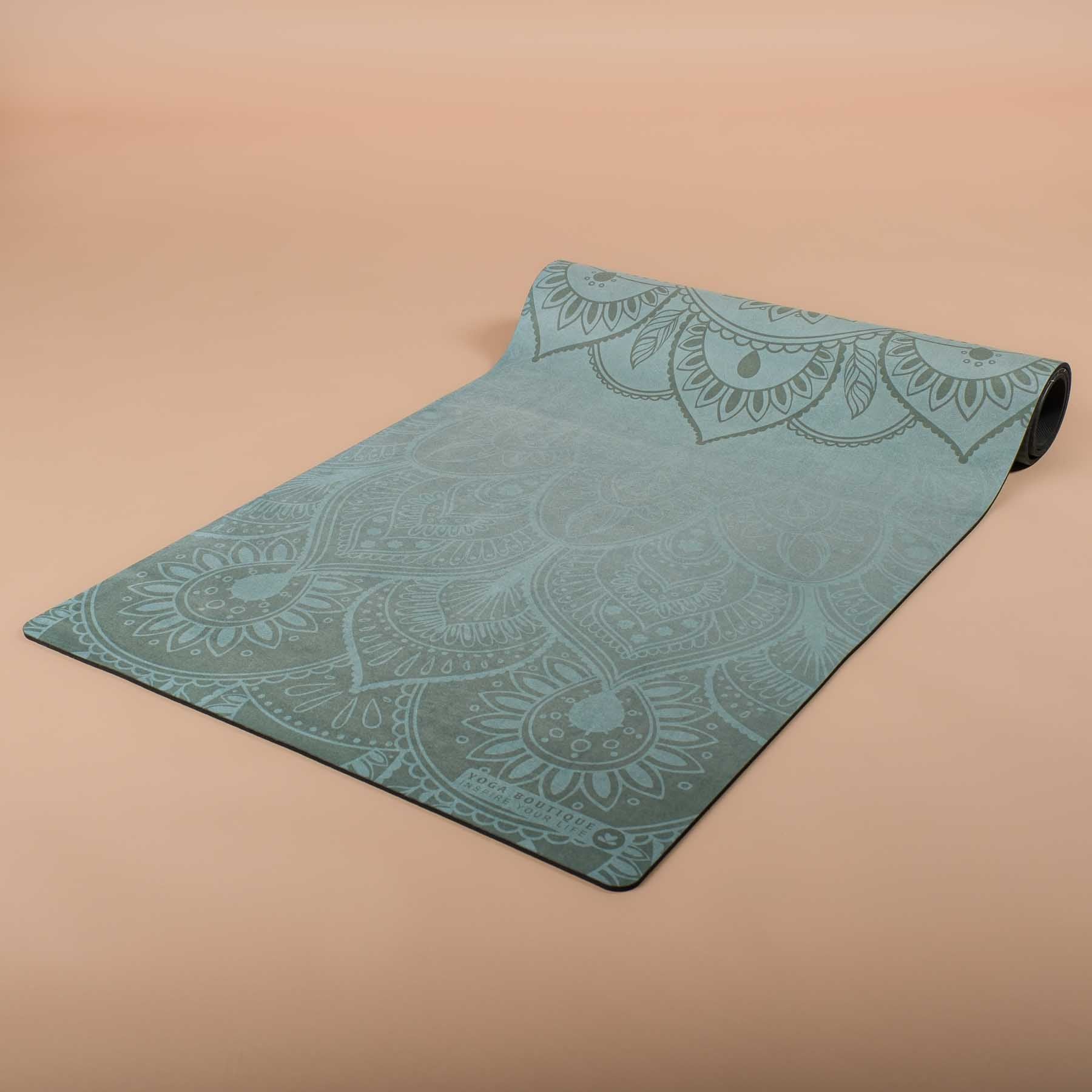 Yogamatte Velours Mandala tannengruen