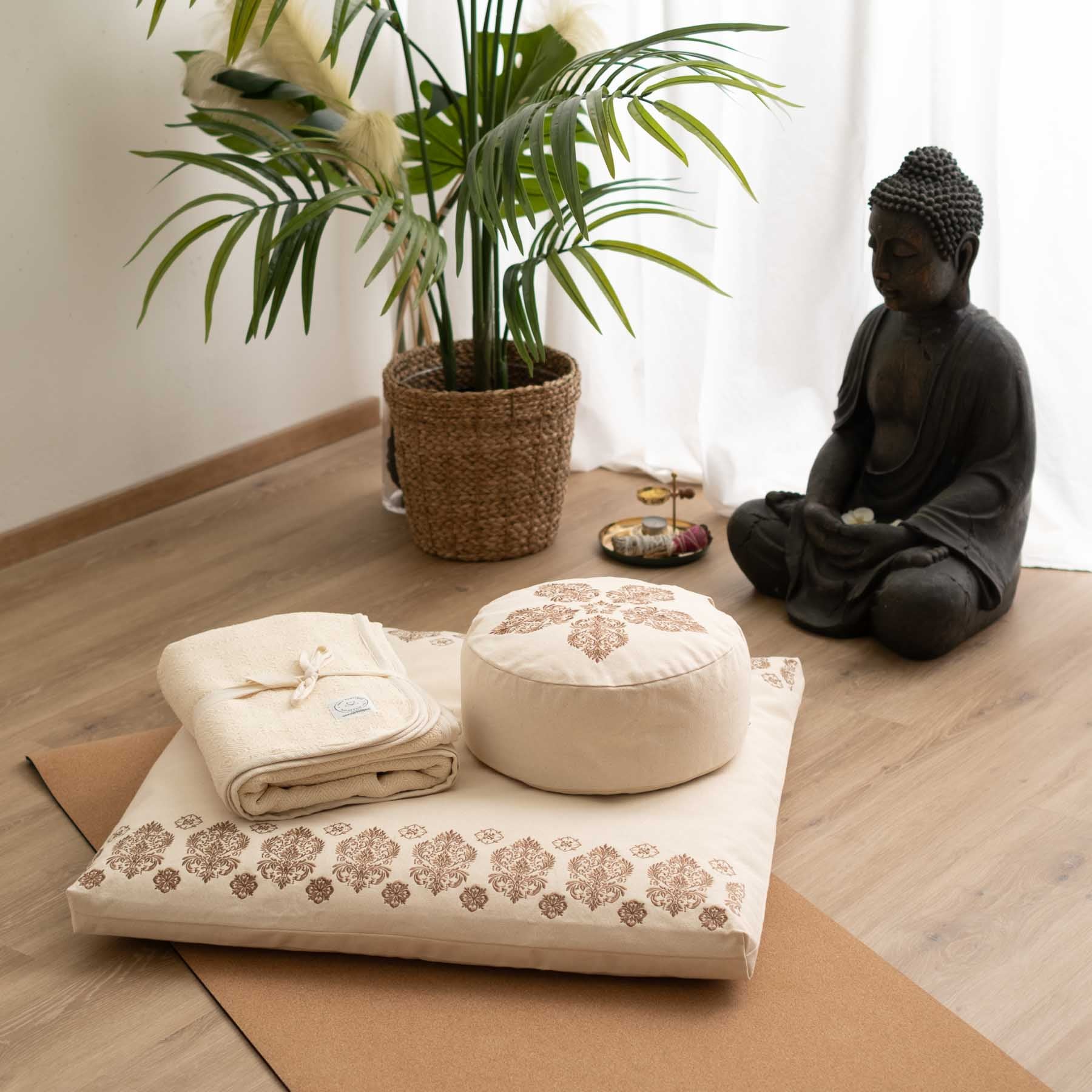 Meditationsmatte Zabuton Fleur-de-Lys braun