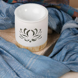 Duftlampe aus Keramik mit Lotus Blume weiss 