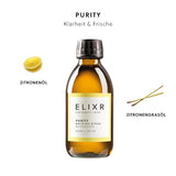 ELIXR PURITY Mundöl zum Ölziehen ist eine pure, ultra-konzentrierte Formel aus erfrischendem Zitronenöl und Zitronengrasöl. Sie hinterlässt einen angenehmen, frischen Geschmack im Mund.