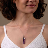 Yoga Schmuck Halskette mit Amethyst Spitze silber