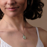 Yoga Schmuck Halskette mit Prasiolith Anhänger silber